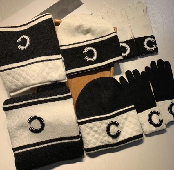 

2color fashionable wool gloves hat scarf set street hats men women fashion designer shawl scarfs gloves fit winter, Blue;gray