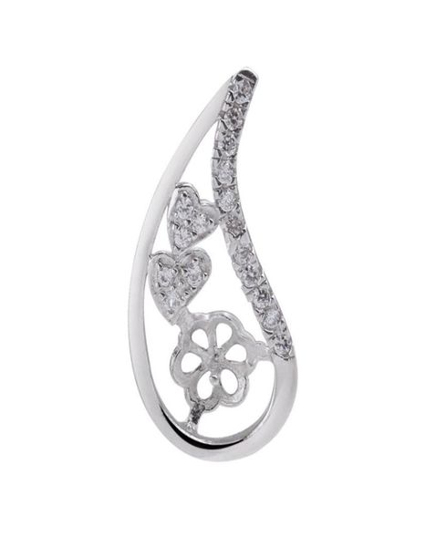 

pearl settings 925 sterling silver with two little heart pendant semi mounts 5 pieces1295569, Slivery;crystal