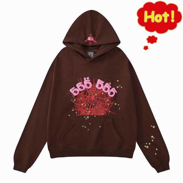 

spider hoodie sp5der 555555 hoodie mens womens angel number puff pastry printing graphic spider sweatshirts dooclothing brownkmzo, Black