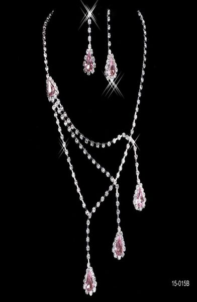 

bridal charming alloy plated pink rhinestones crystals jewelry necklace set wedding bride bridesmaid prom party 15015b7647921, White