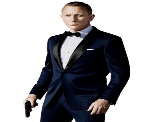 

007 james bond dark blue groom tuxedos mens suits boyfriend blazer bridegroom man office clothing formal wedding tux jacket4023676, Black;gray