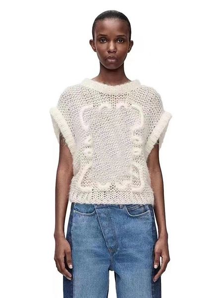 

spring womens sweaters knitted hollow loose pullover vest knitting hip hop sleeveless vest recreation clothing top, White;black