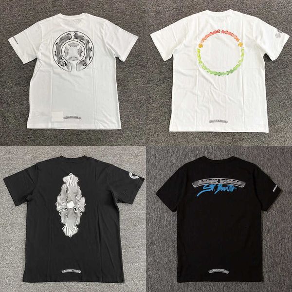 

men's luxury fashion t shirt brand ch t-shirts designers men women tees horseshoe sanskrit cross print classics cotton t-shirt casual, White;black