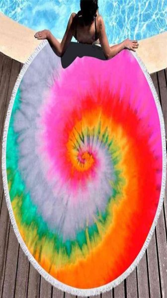 

150150cm tie dyed round beach towel with tassels colorful ultra soft super water absorbent blanket large microfiber seasid8560039