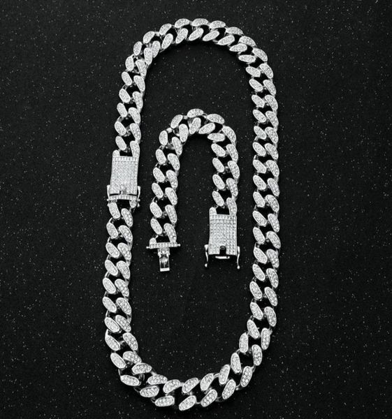 

mens 20mm heavy iced out miami cuban link chain cz rapper crystal necklace choker bling hip hop jewelry gold silver color chains4374406