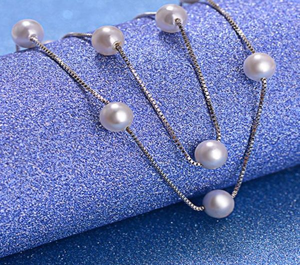 

yhamni 925 sterling silver jewelry 12 pcs 6mm freshwater pearl box chain choker necklace kolye collares bijoux femme dn1707887340