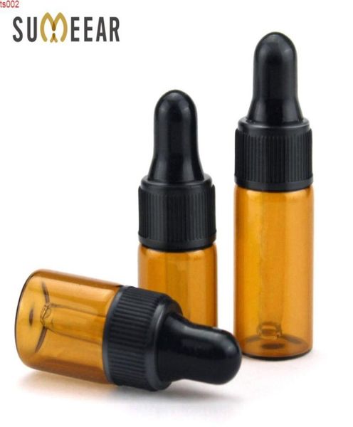 

50 piecelot 2ml 3ml 5ml portable amber glass dropper bottle brown color straw essential oil bottles empty cosmetic containershigh4006338