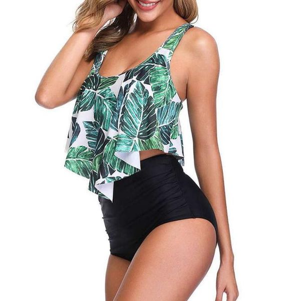 

plus size swimwear women 2020 retro ruffle bikini set floral print tankini push up swimsuit mujer bathing suit s2xl8306366, White;black