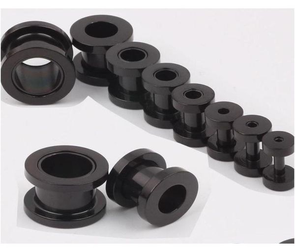 

100pcslot mix 210mm stainless steel screw black ear plug flesh tunnel piercing body jewelry j80ue3276333, Silver