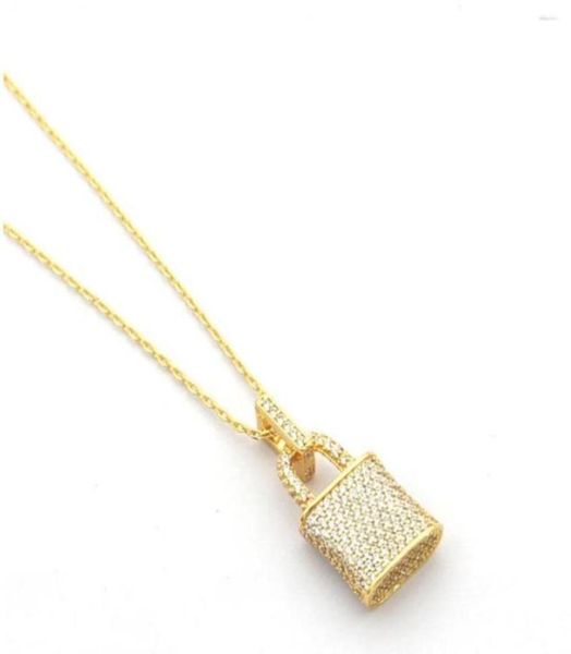 

fashion full diamond lock necklace iced out pendant for mens and women party wedding lovers gift engagement stainless steel jewelr2778789, Silver