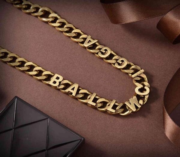 

necklace b family 2021 brass letter thick chain neckchain personality heavy industry27342155182, Silver