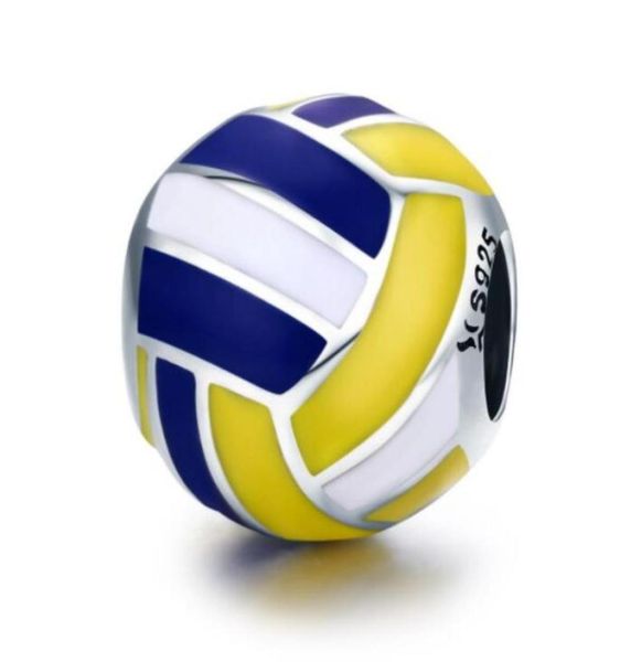 

yiziy 925 sterling silver sports jewelry yellow white blue volleyball bracelet charm accessories scc44853390161574128, Black
