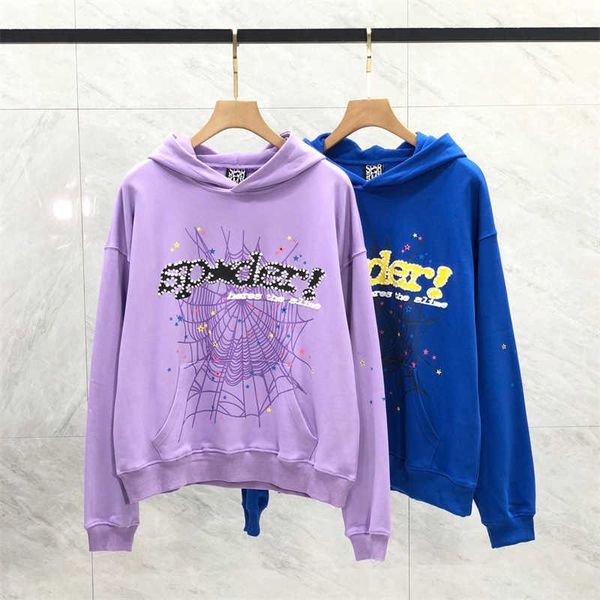 

purple-blue hoodie for young 555555 men women with spider web, Black