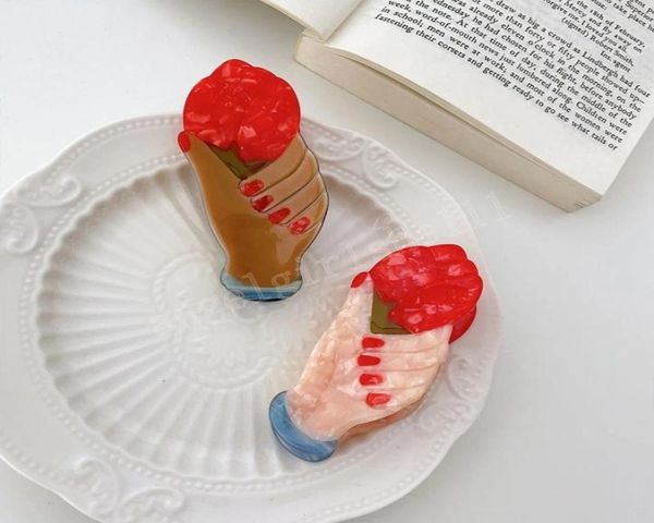 

korea fashion new for women large splicing handheld roses hair claw clip accessories acetate sheet girls hairpins headdress3972494, Slivery;white