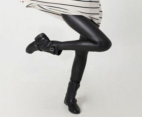 

women black faux leather leggings shiny pants012346304243, Black;white