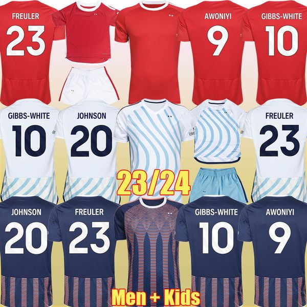 

nottingham third 23 24 gibbs white soccer jersey grabban johnson surridge 2023 2024 men kids forest awoniyi freuler nffc away football shirt, Black;yellow