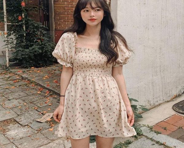 

casual dresses square collar chiffon dress kawai a line vestido black mini vestidos verano 2021 korean retro cute harajuku clothes4953613, Black;gray