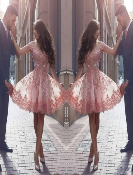 

new dusty pink arabic style homecoming dresses off shoulders lace appliques cap sleeves short prom dresses backless cocktail dress3371201, Blue;pink