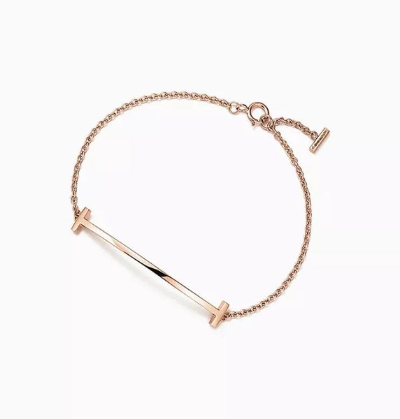 

designer bracelet 18k rose gold t series women's hand chain geometrically exquisite presents luxury jewelry7457605, Golden;silver