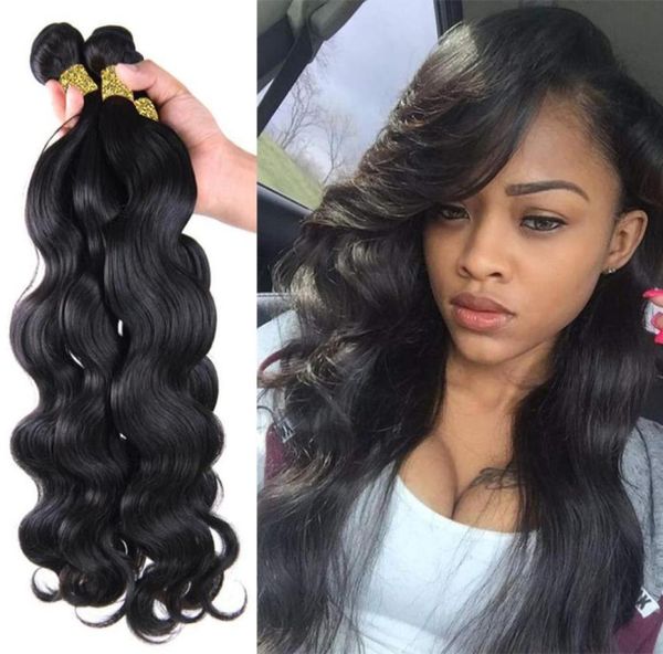

7a queen hair brazilian body wave 34pcslot 10quot30quot brazilian virgin hair no mixs human hairvirgin brazilian hair weav59859141541124, Black