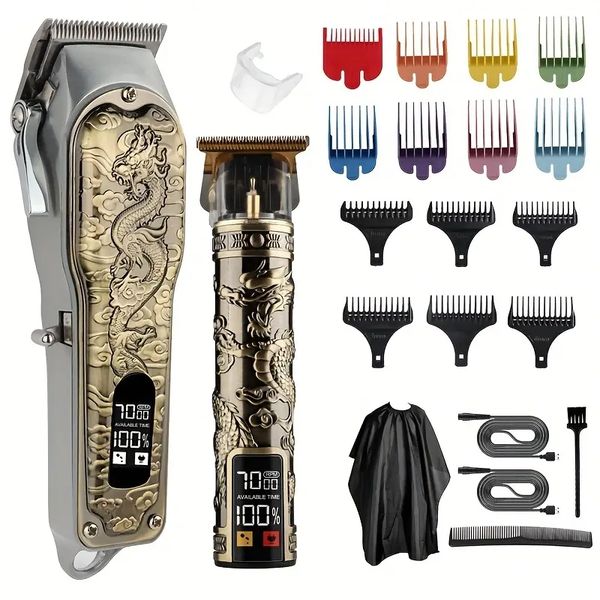 

dragon pattern professional hair clipper: cordless, rechargeable & perfect for men's hair cutting