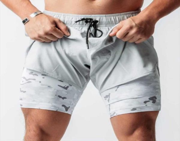 

men039s shorts 2021 camo running men 2 in 1 doubledeck quick dry gyms sport fitness jogging workout sports short pant6119827, White;black