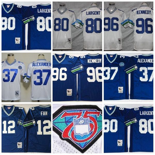 

ncaa vintage retro 75th football 37 shaun alexander jerseys stitched 12 12th fan 80 steve largent 96 cortez kennedy jersey college mitchell, Black;red