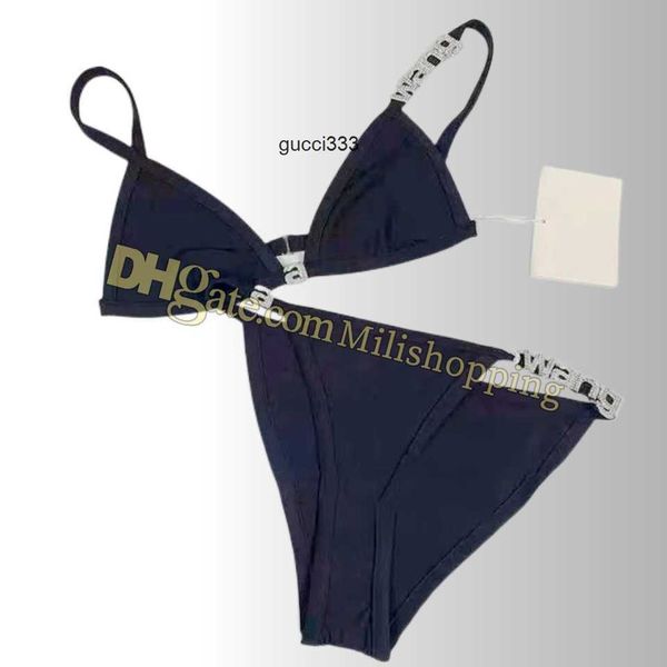 

alexander womens swimwear bikini set letter beach wear fashion swimsuit wang, Black