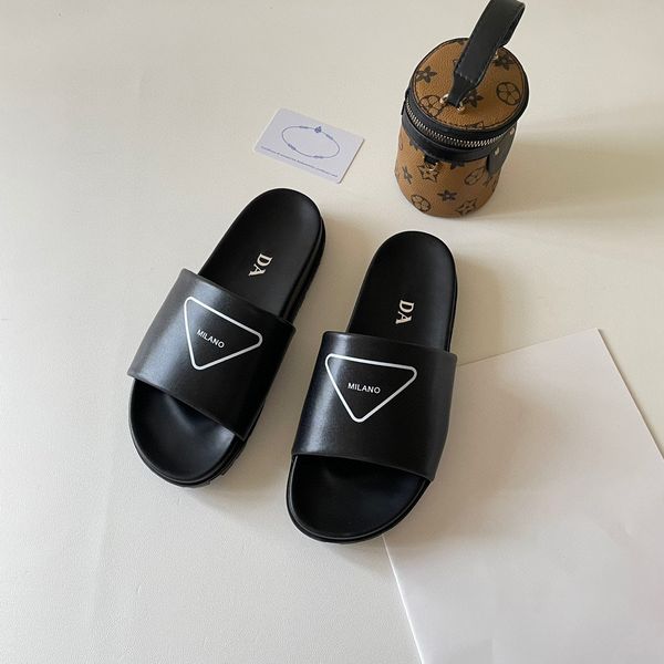 

loafer triangle outdoors slide summer beach rubber sandales luxury shoe sandal famous designer woman slipper designer slippers leather size, Black