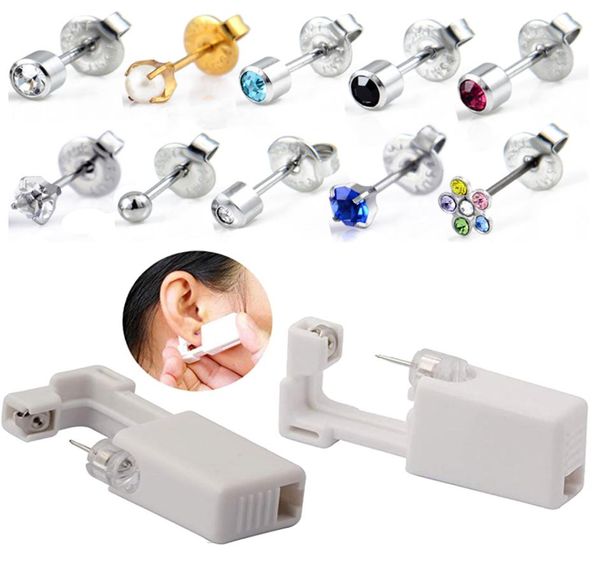 

1pc disposable sterile ear piercing unit cartilage tragus helix piercing gun no pain piercer tool machine kit stud choose design5232922, Slivery;golden