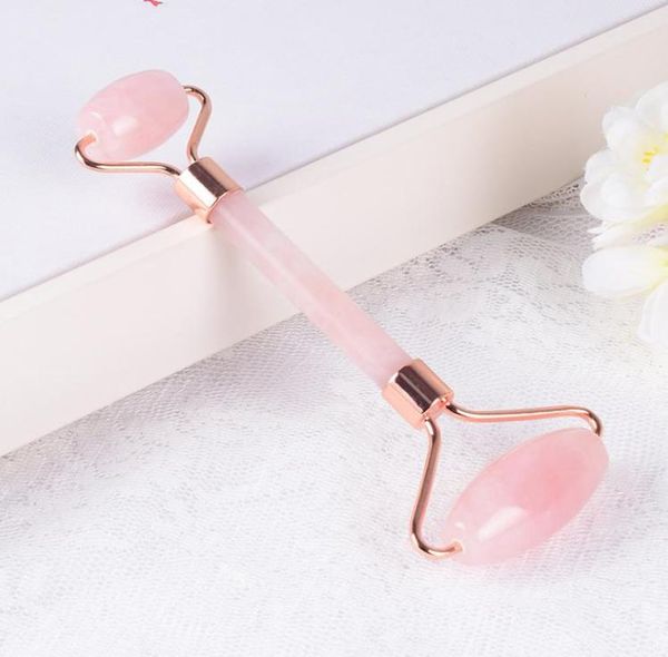 

face massager natural rose quartz crystal facial roller with silicone cup massage neck eyes reduce wrinkle antiaging beauty skin 9955443