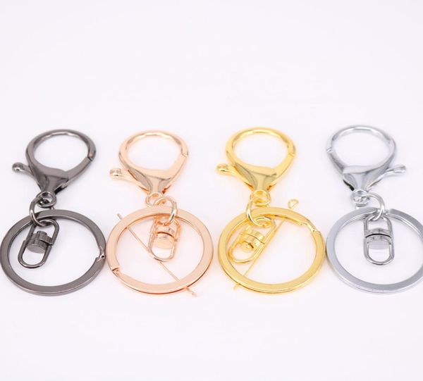 

50pcslot 32mm key ring long 70mm popular classic 6 colors plated lobster clasp key hook chain jewelry making for keychain4262811, Slivery;golden