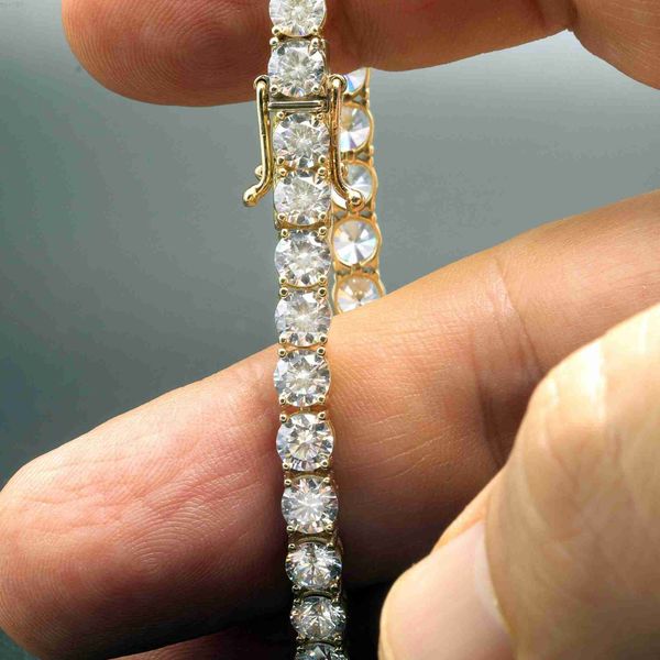 

real 10k 14k solid gold lab grown diamond tennis chain 3mm 4mm 5mm necklace bracelet men and women fine jewelry, Silver