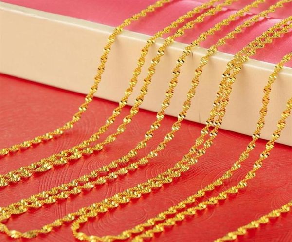 

fashion clavicle strands strings necklace 24k yellow gold filled ed water wave chain 45cm long241f4566734, Black
