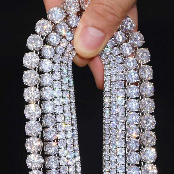 

selling classic 2mm-10mm white gold plated 925 sterling silver vvs moissanite diamond clustered tennis chain necklace