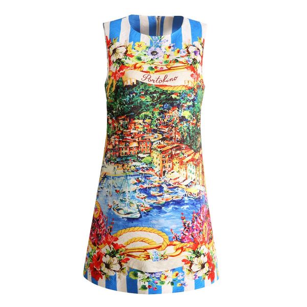 

runway high-quality sleeveless letter floria dress, Black