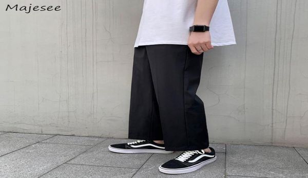 

pants men black anklelength simple summer baggy 2xl allmatch daily retro korean style teens harajuku streetwear wide leg pant3756413