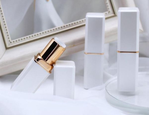 

100pcslot white lipstick tubes square with gilding inside plastic empty lip balm lip gloss bottle refillable container sn2316458002