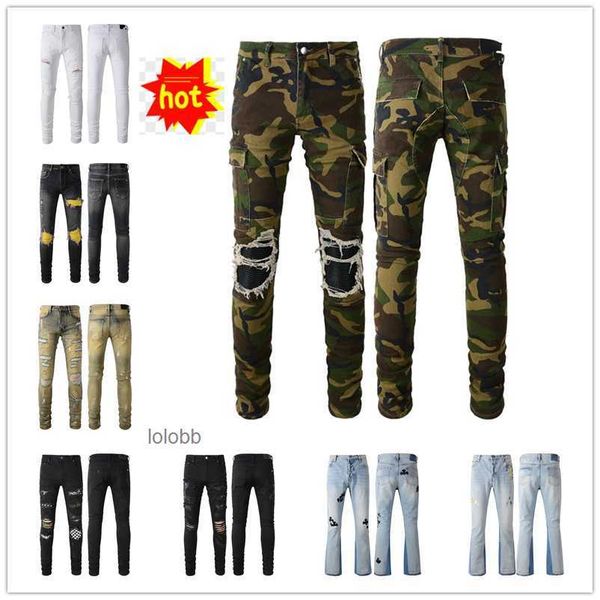 

2023 new arrivals amirly mens luxury designer denim purple jeans holes trousers jean coolguy biker pants man clothing qyb3, Blue