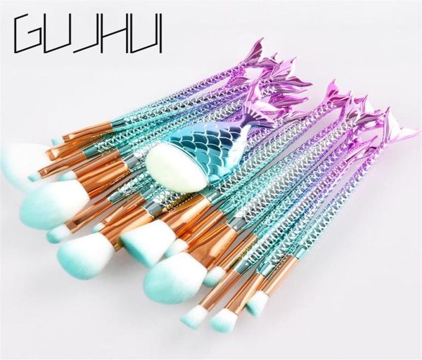 

15 16pcs mermaid makeup brush set fish tail foundation blush eye shadow make up brush contour blending cosmetic brushes kit317d7883791