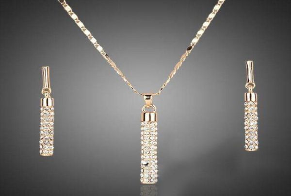 

2021 crystal clear 18k real gold plated austria elements drop earrings and pendant necklace sets sell26651952555301, Black