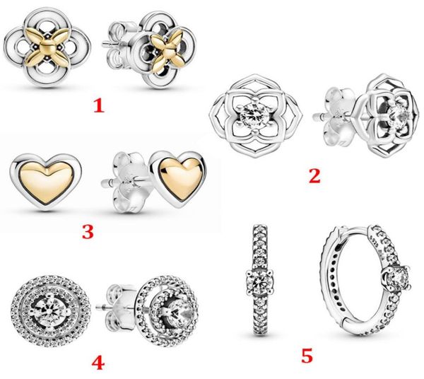 

925 sterling silver new mother's day collection rose petal stud earrings heart shape ladies fine jewelry birthday engagement for dust b, Golden;silver