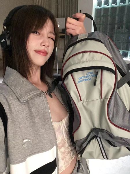 

school bags fashion women backpack aesthetic retro student schoolbag nylon waterproof large capacity shoulder bag leisure travel female 2308