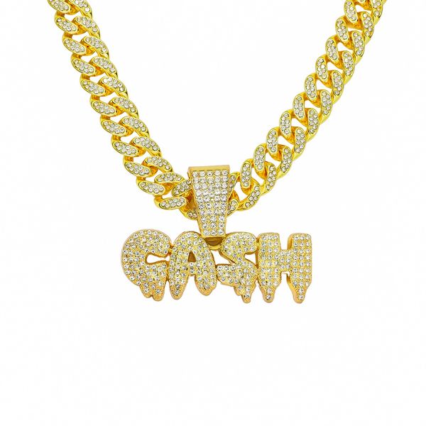

hip hop men rapper diamond pendant gold necklace shiny gash letters pendant micro-inset zircon jewelry night club accessory sweater collarbo, Silver