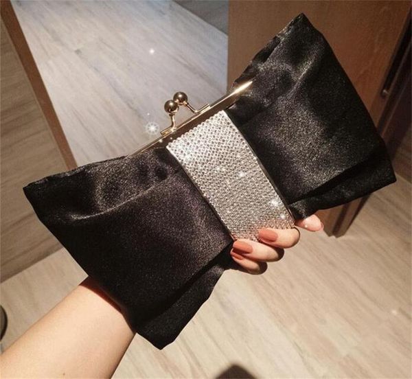 

chic bow shape bridal hand bags for weddings black white women designer handbags purses evening clutches chain bag7634243