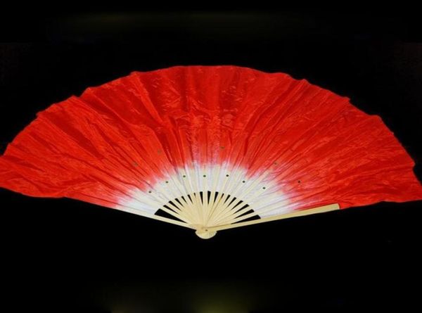 

chinese silk veil bamboo 18 ribs fan short veils nice belly dancing fans stage performance dance props gift 5 colors za16562486622, Black;red