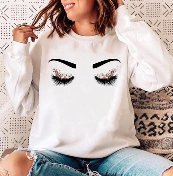 

women039s hoodies sweatshirts woman oneck eyelashes make up lashes casual clothing pullovers ladies spring autumn winter wom8940954, Black