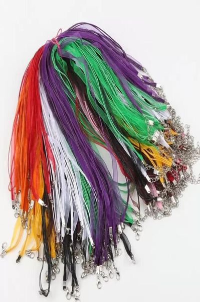 

organza voile ribbon necklaces 18quot chains jewelry diy jewelry findings components chain 100pcslot new mixed 22colors3643589, Silver