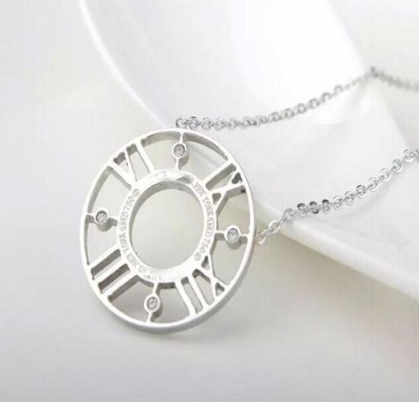 

fashion silver roman number necklace stainless steel round hollow rhinestone roman numbers necklace jewelry for women1284120