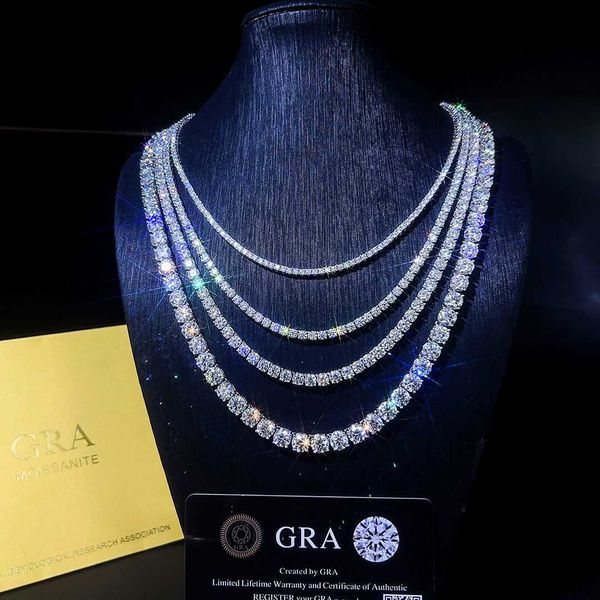 

drop shipping 3mm 16/18/20/22/24 inches vvs moissanite tennis chain 925 sterling silver diamond tennis chain necklace men chain